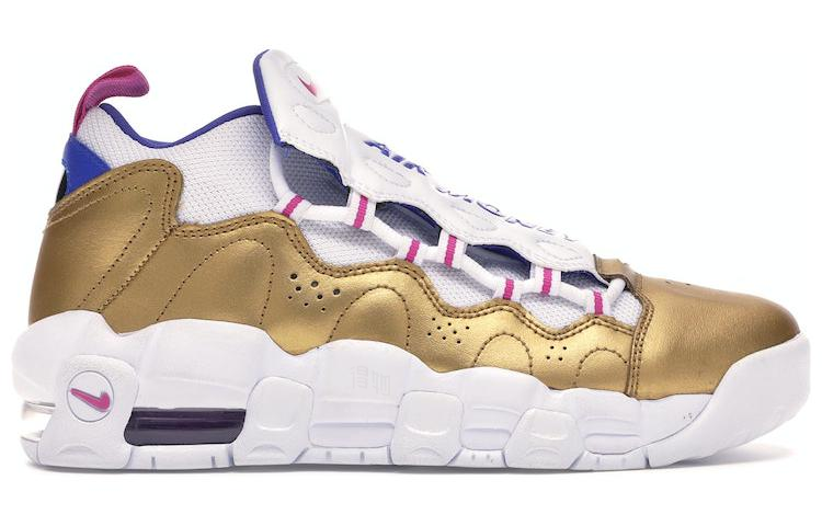 Женские кроссовки Nike Air More Money (бело-золотые) — фото 2