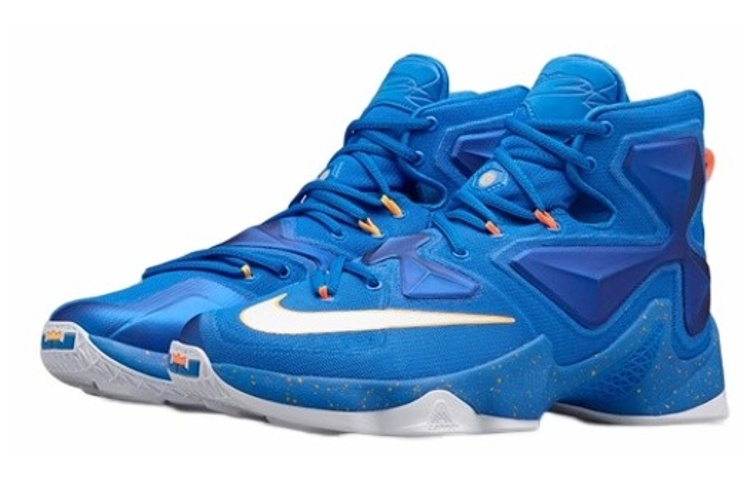 Мужские кроссовки Nike Lebron 13 Balance (синие) — 蓝/白/橙色/激光橙 — фото 3