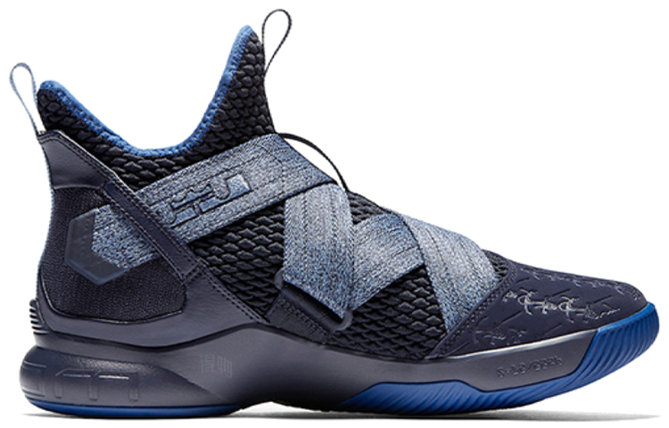 Мужские кроссовки Nike zoom soldier 12 LeBron "Blackened Blue" (темно-синие) — Тёмно-синий — фото 2
