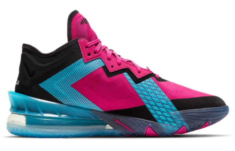 Кроссовки Nike Lebron 18 Low "Fireberry" ytjd (розовый / синий / черный) — Розовый / синий / чёрный — фото 2