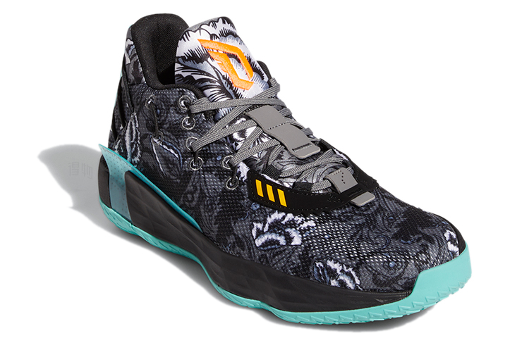 Мужские кроссовки adidas D lillard 7 Dame 7 Floral GCA (черно-сине-серые) — фото 3