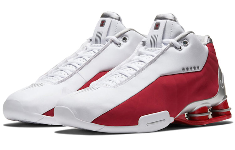 Мужские кроссовки Nike Shox BB4 Varisty Red (красно-белые) — фото 3