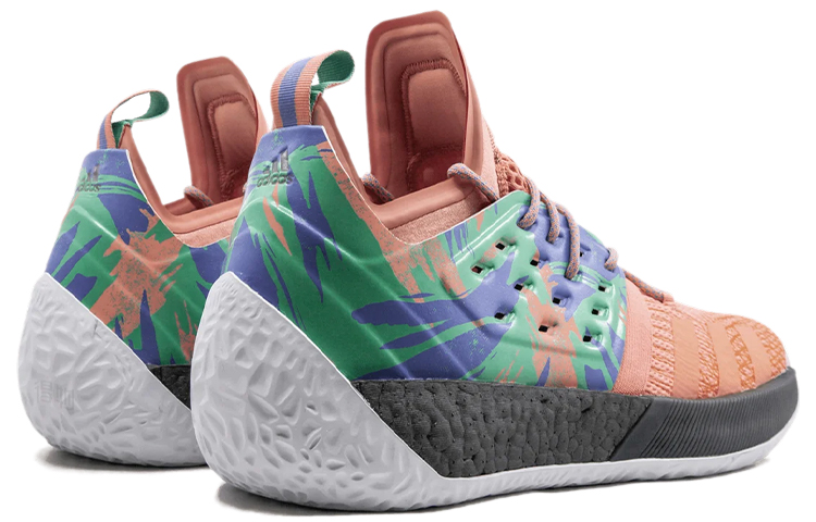 Мужские кроссовки adidas Harden Vol.2 (розово-зеленые) — 牛奶珊瑚粉/亮白/高光绿 — фото 5
