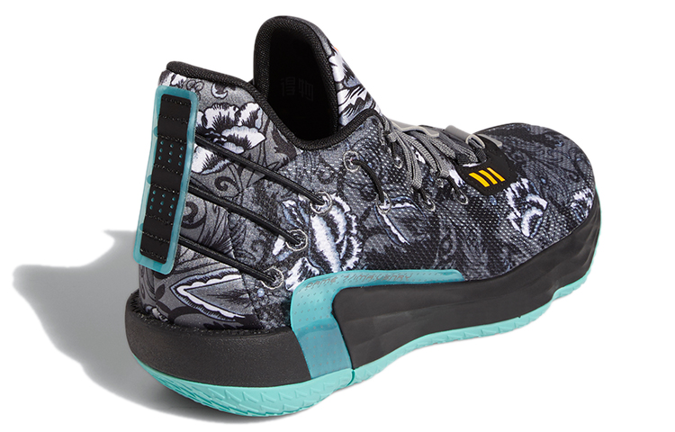 Мужские кроссовки adidas D lillard 7 Dame 7 Floral GCA (черно-сине-серые) — фото 4