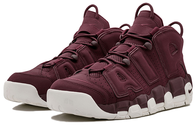 Мужские кроссовки Nike Air More Uptempo Night Maroon (бордовые) — 酒红/白 — фото 3