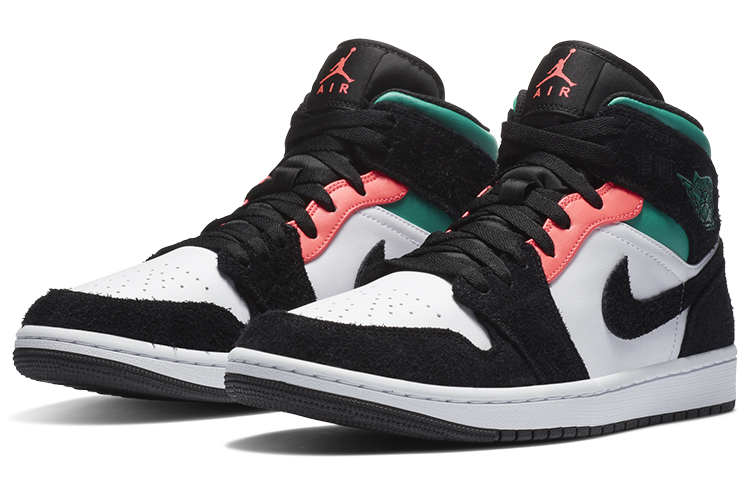 Мужские кроссовки Jordan Air Jordan 1 mid se south beach (черно-бело-розовые) — фото 3