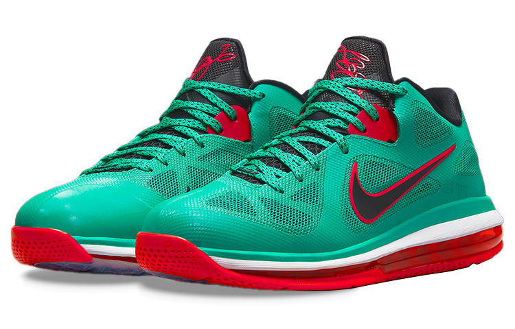 Мужские кроссовки Nike Lebron 9 Low "Reverse Liverpool" 9 (зеленые) — 湖水绿/红色/黑色 — фото 3