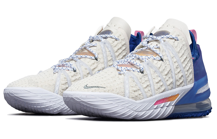 Кроссовки Nike Lebron 18 "Los Angeles By Day" (бело-синие) — Белый / синий — фото 3