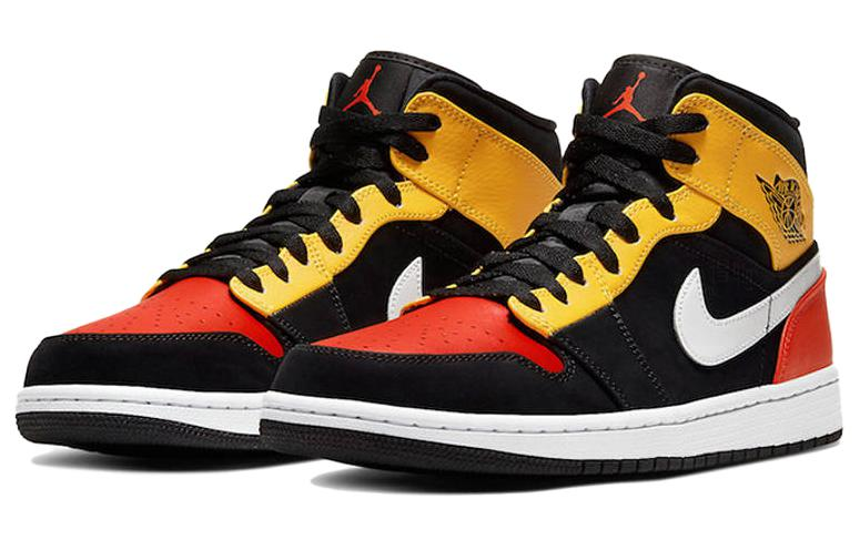 Мужские кроссовки Jordan Air Jordan 1 mid (черно-желтые) — фото 3