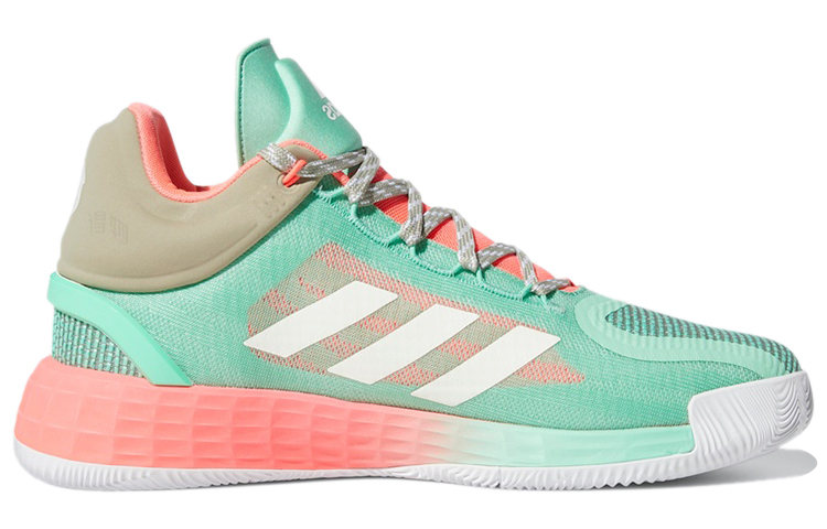 Мужские кроссовки adidas D rose 11 TPU (зеленый / оранжевый / белый) — Зелёный / оранжевый / белый — фото 2