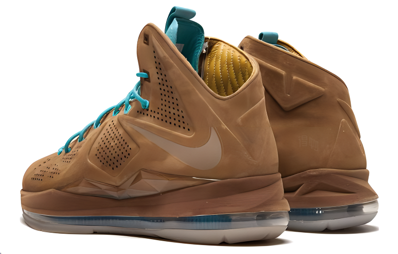 Мужские кроссовки Nike Lebron 10 EXT Hazelnut (коричневые) — 棕/宝蓝/白 — фото 3
