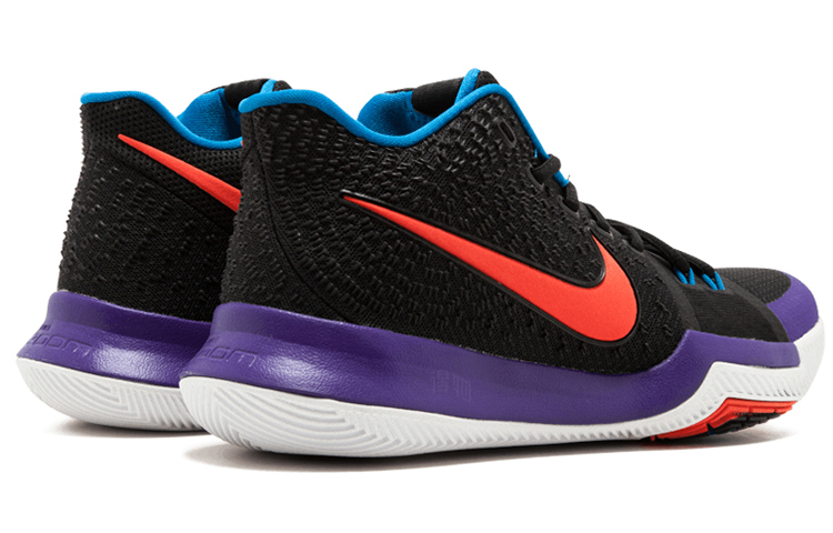 Мужские кроссовки Nike Kyrie 3 (черно-оранжево-фиолетовые) — Чёрный / оранжевый / фиолетовый — фото 4