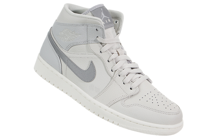 Мужские кроссовки Jordan Air Jordan 1 Mid (бело-серые) — фото 2