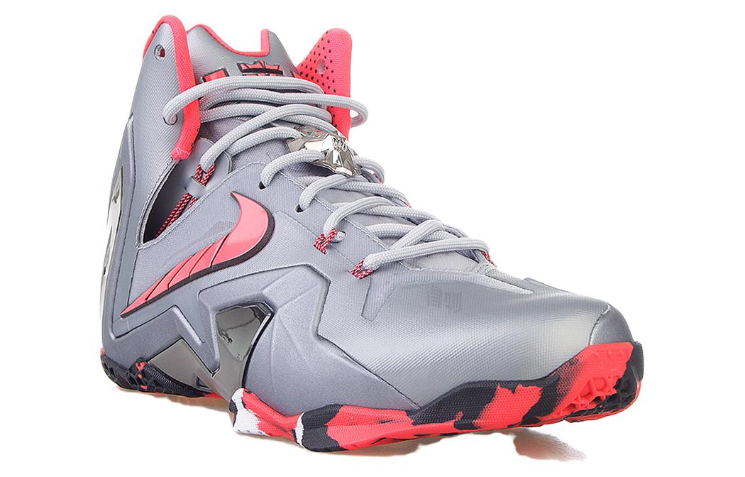 Мужские кроссовки Nike Lebron 11 Elite Team (серо-розовые) — фото 2
