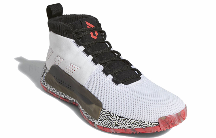 Мужские кроссовки adidas D lillard 5 (бело-красные) — фото 3