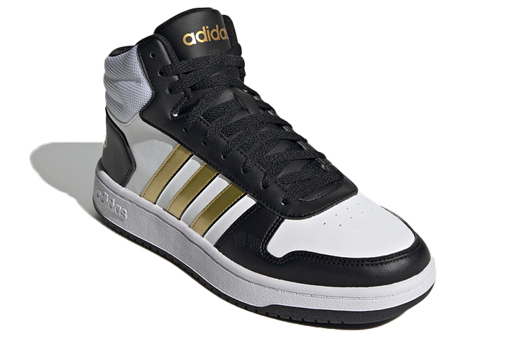 Мужские кроссовки adidas neo Hoops 2.0 mid (белый / золотой / черный) — Белый / золотой / чёрный — фото 2