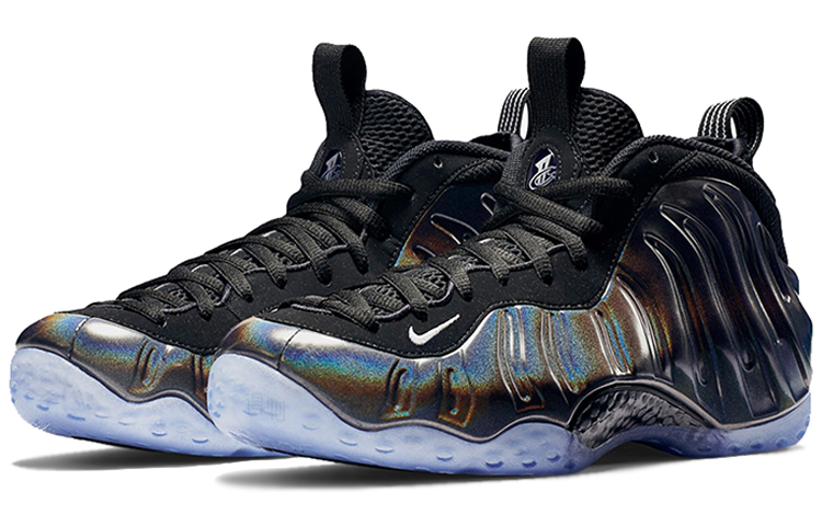 Мужские кроссовки Nike Foamposite One Hologram OG (черно-серебряные) — фото 3