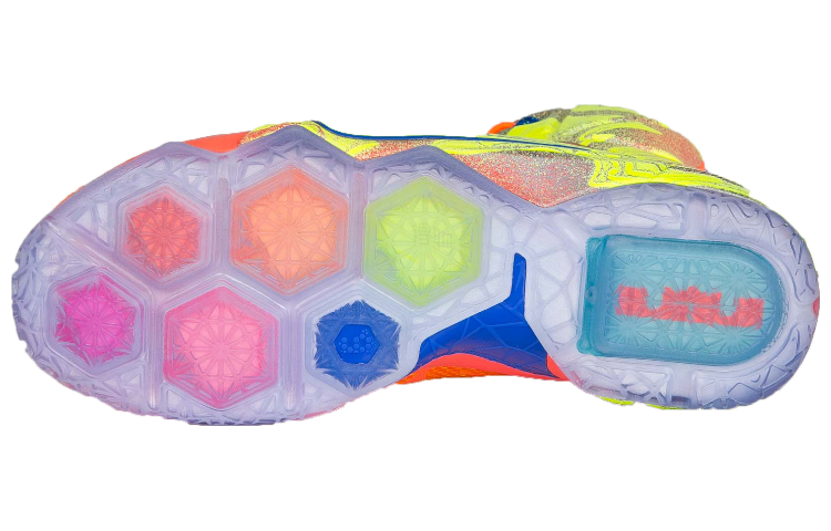 Мужские кроссовки Nike Lebron 12 Six Meridians (оранжево-зеленые) — Оранжевыйзелёный — фото 4