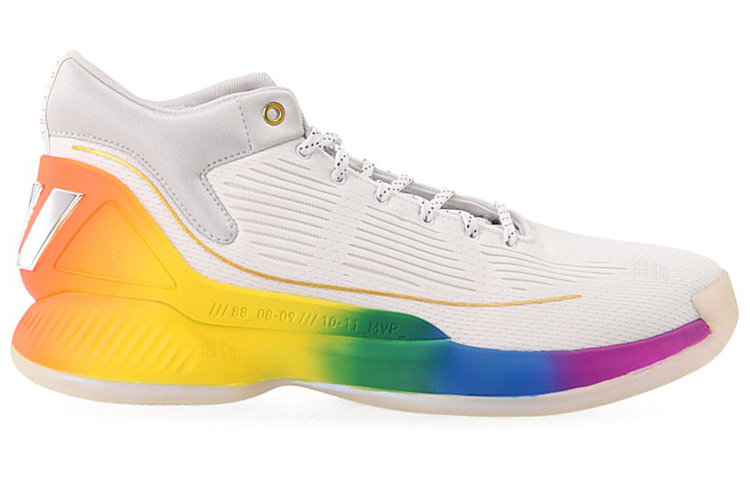 Мужские кроссовки adidas D Rose 10 (бело-разноцветные) — фото 2
