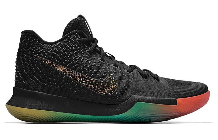Мужские кроссовки Nike Kyrie 3 Premium (черный / красный / зеленый / желтый) — Чёрный / красный / зелёный / жёлтый — фото 2