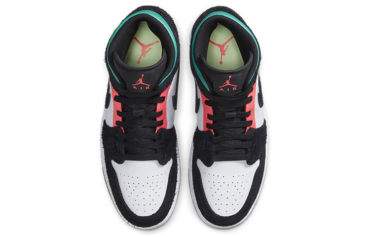 Мужские кроссовки Jordan Air Jordan 1 mid se south beach (черно-бело-розовые) — фото 4