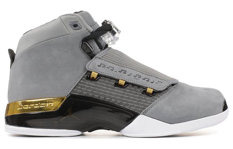 Мужские кроссовки Jordan Air Jordan 17 Retro Trophy Room OG (серые) — 酷灰/金属黄金/黑 — фото 2