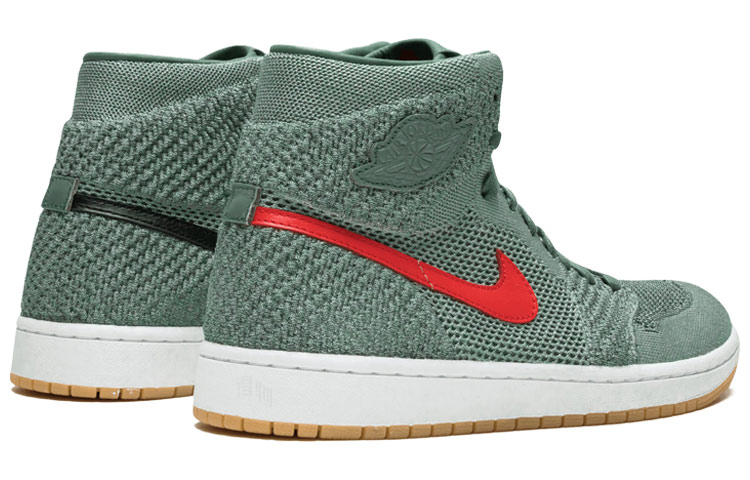 Мужские кроссовки Jordan Air Jordan 1 Retro HI Flyknit OG logo (зеленый) — 黏土绿 — фото 5