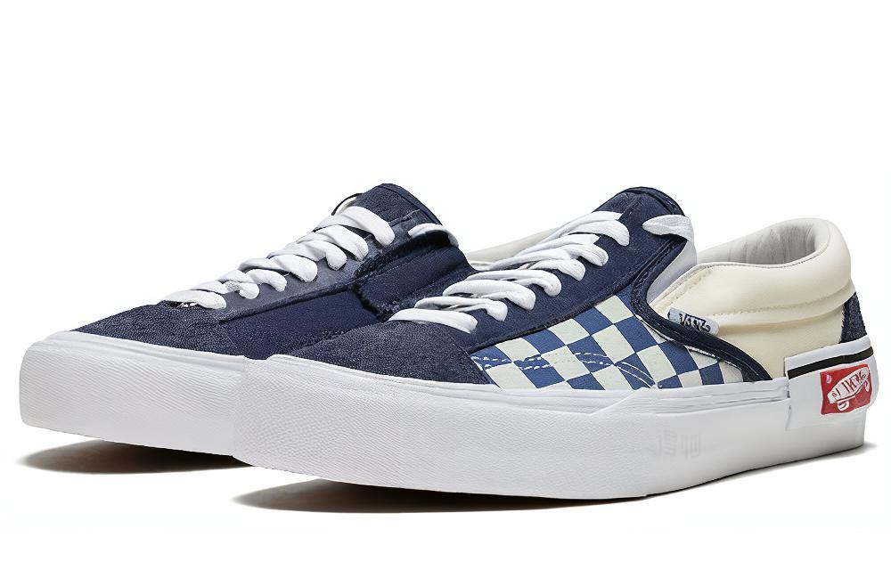 Слипоны Vans Vault Slip-On Cap LX Dr (сине-белые) — Синий / белый — фото 3