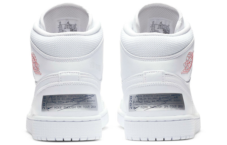 Мужские кроссовки Air Jordan 1 Mid Euro Tour (бело-красные) — фото 5