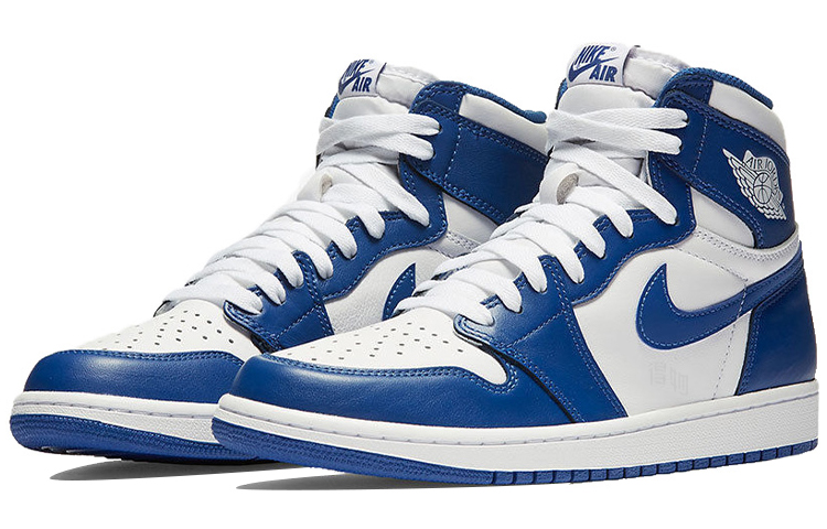 Мужские кроссовки Jordan Air Jordan 1 Retro Storm Blue (бело-синие) — Белый / синий — фото 3