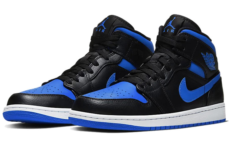 Мужские кроссовки Jordan Air Jordan 1 Mid “Royal” (черный / синий / белый) — Чёрный / синий / белый — фото 3