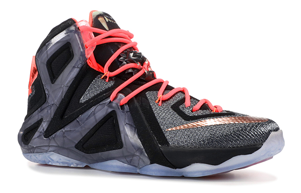 Мужские кроссовки Nike Lebron 12 Elite (черно-розовые) — 黑/白/岩浆红/金属红铜 — фото 2