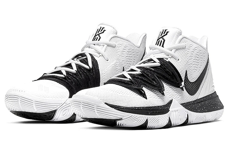 Мужские кроссовки Nike Kyrie 5 (бело-черный) — Белый / чёрный — фото 3
