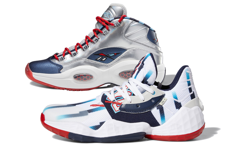 Мужские кроссовки adidas Harden x Reebok Iverson (бело-сине-красные) — фото 4