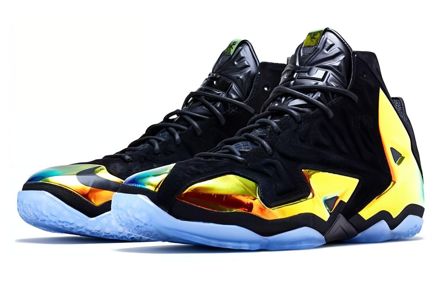 Мужские кроссовки Nike Lebron 11 EXT Kings Crown (черно-оранжевые) — фото 3