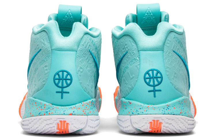 Мужские кроссовки Nike Kyrie 4 Power Is Female OG — 绿松石/橙/白 — фото 4