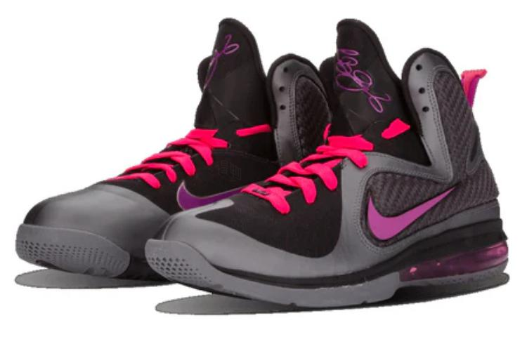 Мужские кроссовки Nike Lebron 9 Miami Nights (серые с черным) — 酷灰/活力紫/黑/樱桃红 — фото 3
