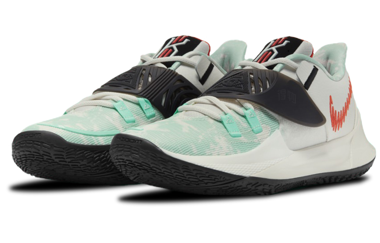 Кроссовки Nike Kyrie Low 3 Air Zoom (бело-черно-красно-зеленые) — Белый / чёрный / красный / зелёный — фото 3