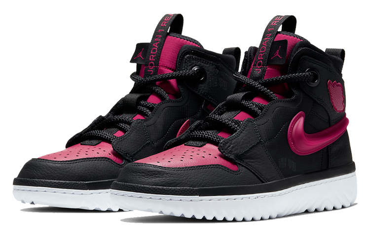 Мужские высокие кроссовки Jordan Air Jordan 1 High React (черно-бордовые) — 黑/白色/贵族红 — фото 3