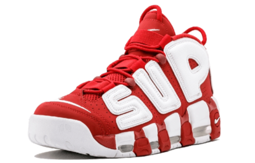 Кроссовки Nike × Supreme Air More Uptempo Red (бело-красные) — Белый / красный — фото 2