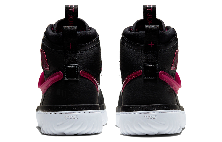 Мужские высокие кроссовки Jordan Air Jordan 1 High React (черно-бордовые) — 黑/白色/贵族红 — фото 4
