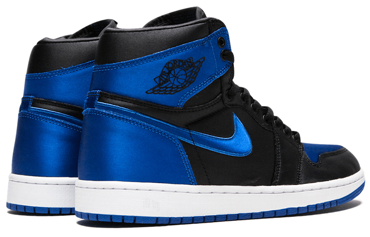 Мужские кроссовки Jordan Air Jordan 1 Retro Satin Royal (сине-черные) — 黑/皇家/白 — фото 4