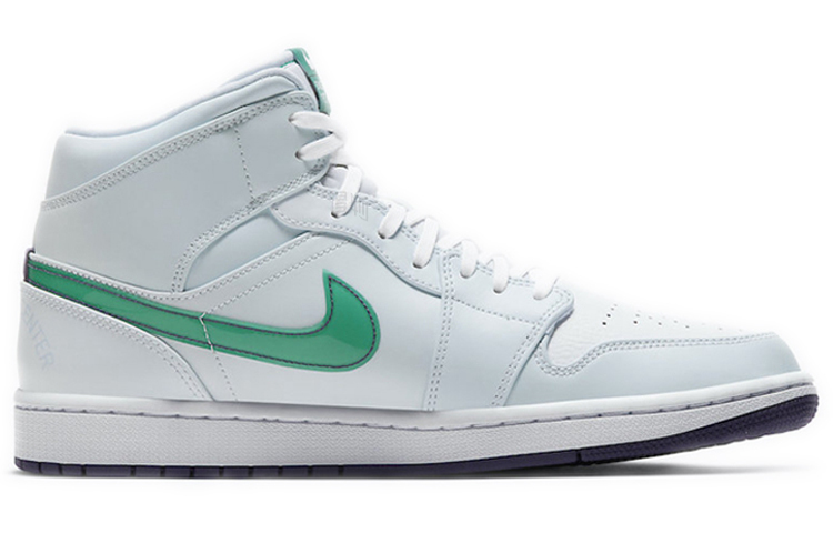 Мужские кроссовки Jordan Air Jordan 1 Mid SE "Nike Hoops" (фиолетово-зеленые) — фото 2