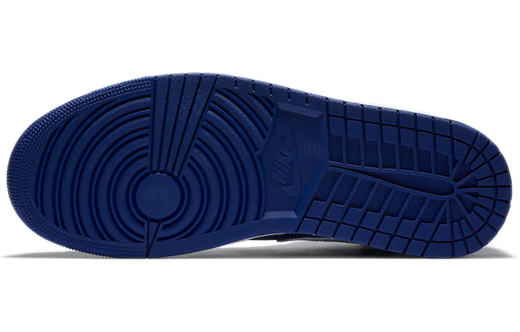 Мужские кроссовки Jordan Air Jordan 1 mid (бело-сине-желтый) — фото 6