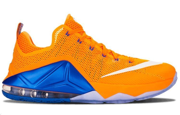 Мужские кроссовки Nike Lebron 12 Low Bright Citrus (желто-синие) — 亮橘/橘/翱翔/玻璃纤维 — фото 2