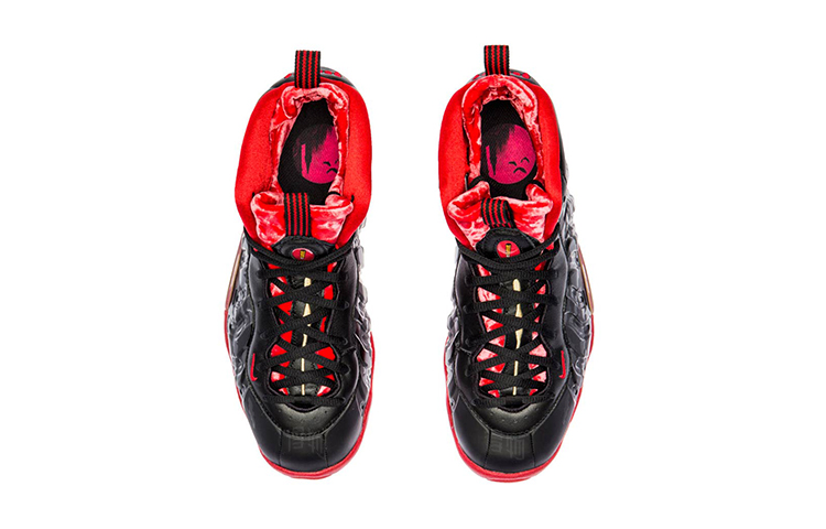 Женские кроссовки Nike Foamposite One (черно-красные) — фото 4