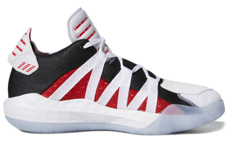 Мужские кроссовки adidas D lillard 6 (бело-красная) — фото 2