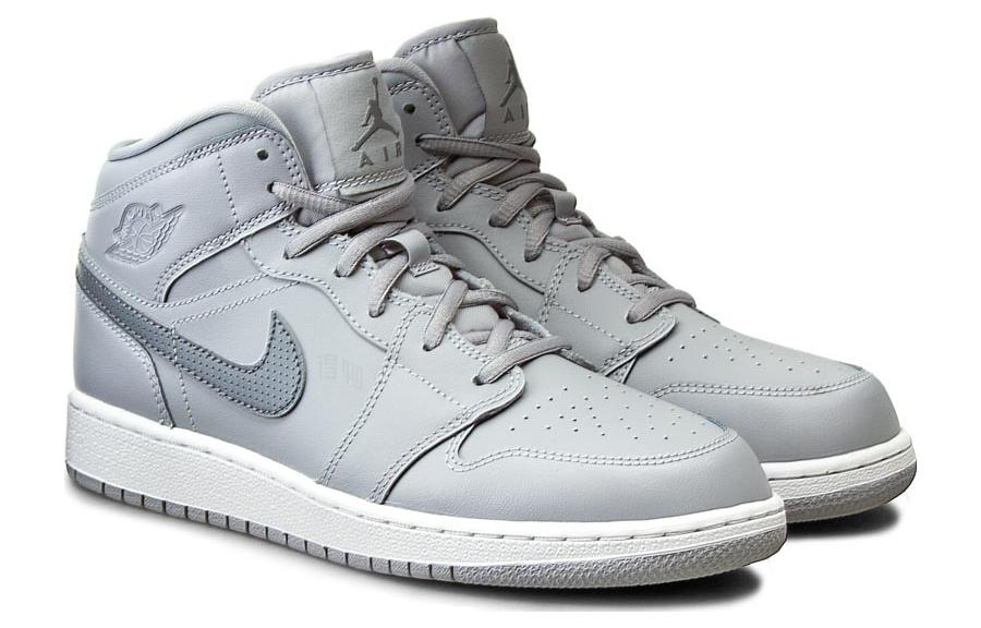 Женские кроссовки Jordan Air Jordan 1 Retro Mid Wolf Grey Cool Grey (серые) — фото 3