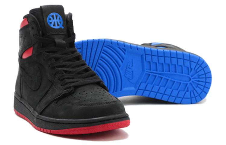 Кроссовки Jordan Air Jordan 1 Retro High OG Quai 54 (красно-синие) — Чёрный / синий / красный — фото 5
