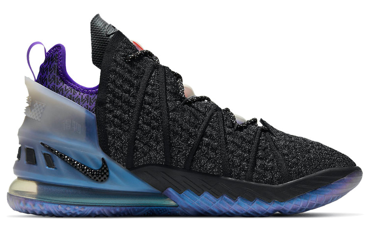 Мужские кроссовки Nike Lebron 18 (черно-сине-фиолетовые) — Чёрный / синий / фиолетовый — фото 2